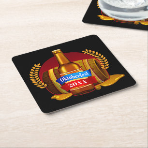 Dessous-de-verre Carré En Papier Changement d'année Oktoberfest 20xx Bière bouteill