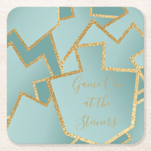 Dessous-de-verre Carré En Papier Chanukah Jeu Sur Dreidels Turquois