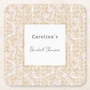 Dessous-de-verre Carré En Papier Chapeaux Crème Rubans Violets Baby Shower