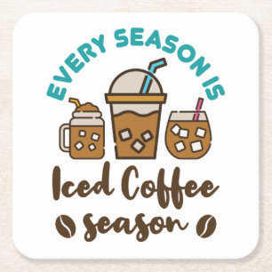 Dessous-de-verre Carré En Papier Chaque Saison Est La Saison Du Café Glacé