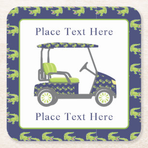 Dessous-de-verre Carré En Papier Chariot de golf d'alligators preppy