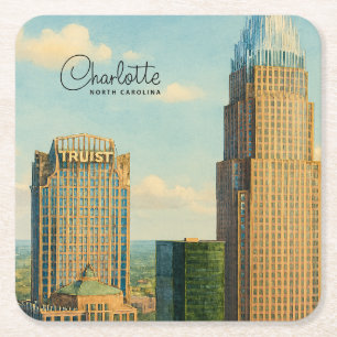 Dessous-de-verre Carré En Papier Charlotte NC Aquarelle Horizon Voyage