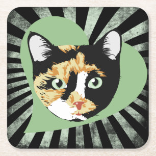 Dessous-de-verre Carré En Papier Chat Calico