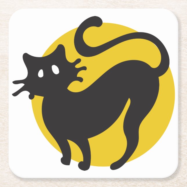 Dessous-de-verre Carré En Papier Chat noir (Devant)