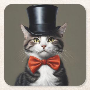 Dessous-de-verre Carré En Papier Chat victorien