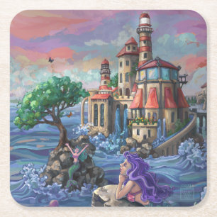 Dessous-de-verre Carré En Papier Château de Mermaid