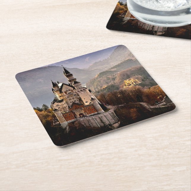 Dessous-de-verre Carré En Papier Château de Neuschwanstein Allemagne (Incliné)