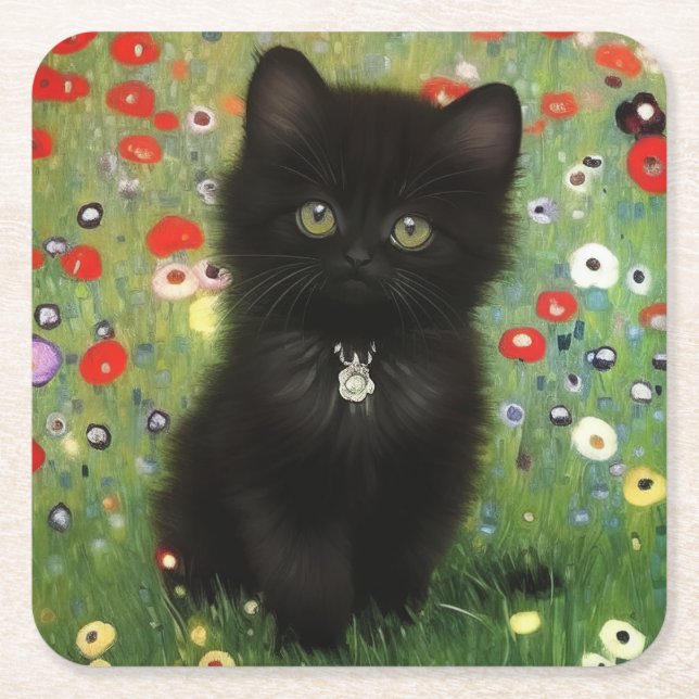 Dessous-de-verre Carré En Papier Chaton de Gustav Klimt (Devant)