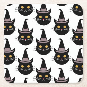 Dessous-de-verre Carré En Papier Chats d'Halloween