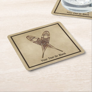 Dessous-de-verre Carré En Papier Chaussures À Neige Sur Papier Ancien