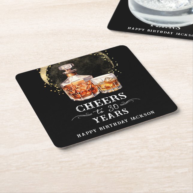 Dessous-de-verre Carré En Papier Cheers à 30 ans Whiskey (Incliné)