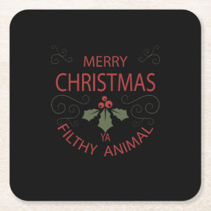 Dessous-de-verre Carré En Papier Chemise animale dégoûtante 3 de Joyeux Noël
