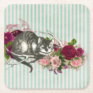 Dessous-de-verre Carré En Papier Cheshire Cat Collage