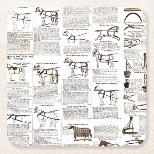 Dessous-de-verre Carré En Papier Cheval Antique Publicité Journal Art