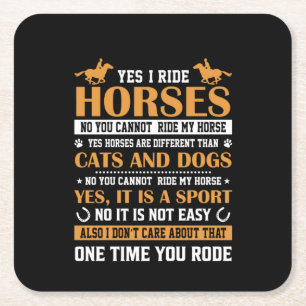 Dessous-de-verre Carré En Papier Cheval Art Oui I Ride Chevaux