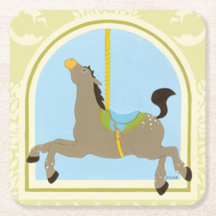 Dessous-de-verre Carré En Papier Cheval avant juin Bruyère Vess de carrousel