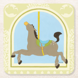 Dessous-de-verre Carré En Papier Cheval Carrousel par Juin Erica Vess