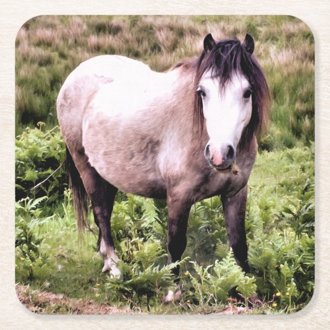 DESSOUS-DE-VERRE CARRÉ EN PAPIER CHEVAUX (Devant)