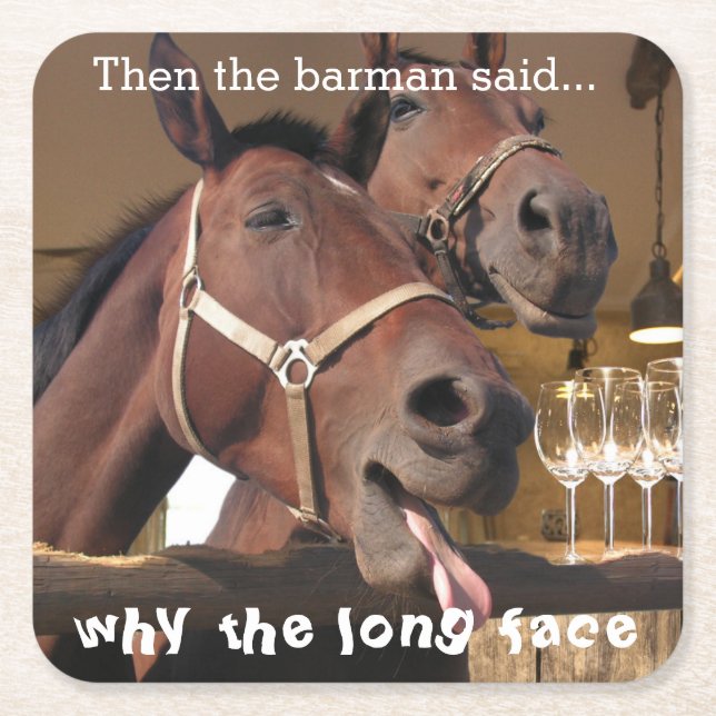 Dessous-de-verre Carré En Papier Chevaux drôles (Devant)