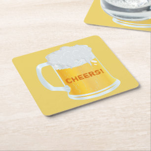 Dessous-de-verre Carré En Papier Cheveux Frothy Pint Stein of Beer Bar Dessous de v