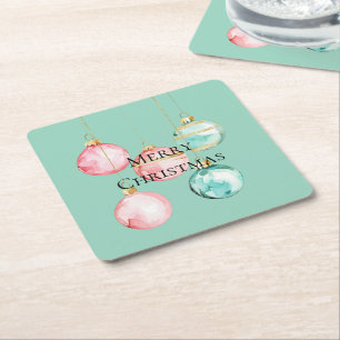 Dessous-de-verre Carré En Papier Chic Mint rose or ornements de Noël