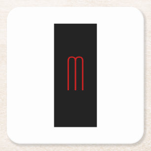 Dessous-de-verre Carré En Papier Chic Unique Monogramme Noir Blanc Plaine Simple