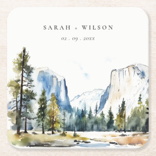 Dessous-de-verre Carré En Papier Chic Yosemite National Park CA Watercolor Mariage