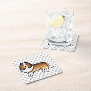 Dessous-de-verre Carré En Papier Chien de dessin animé Shetland Sable Sheepdog & Pa