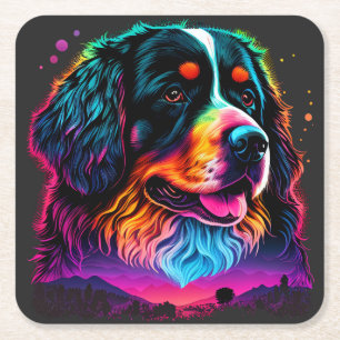 Dessous-de-verre Carré En Papier Chien de Montagne bernois lumineux et magnifique