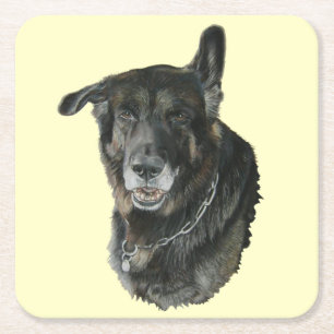 Dessous-de-verre Carré En Papier chien de race mixte akita berger allemand