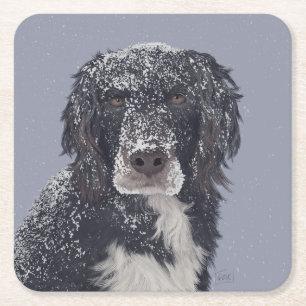 Dessous-de-verre Carré En Papier Chien espagnol mixer portrait animal de compagnie