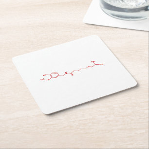 Dessous-de-verre Carré En Papier Chili Capsaicin Formule chimique moléculaire