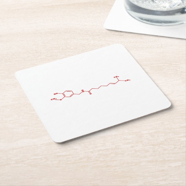 Dessous-de-verre Carré En Papier Chili Capsaicin Formule chimique moléculaire (Incliné)