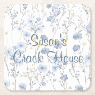 Dessous-de-verre Carré En Papier Chinoiserie Toile Bleue Paon Mahjong Personnalisé
