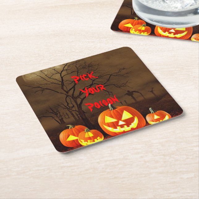 Dessous-de-verre Carré En Papier Choisissez votre poison Halloween Déplaisant Carré (Incliné)
