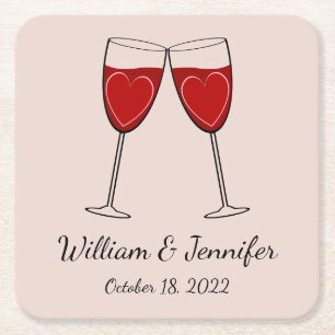 Dessous-de-verre Carré En Papier Choisissez votre propre couleur Verre & Coeurs Mar