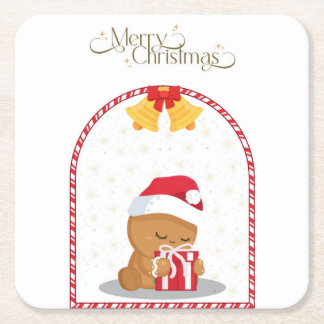 Dessous-de-verre Carré En Papier Christmas Bear Gift Coaster