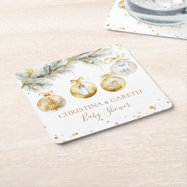 Dessous-de-verre Carré En Papier Christmas Boho Merry Little Baby Shower (Incliné)