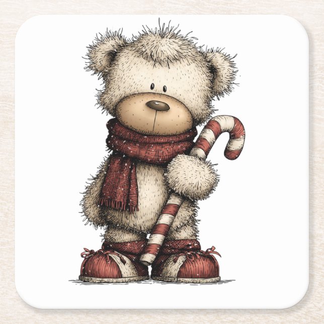 Dessous-de-verre Carré En Papier Christmas Clipart Collection | Teddy Bear  (Devant)