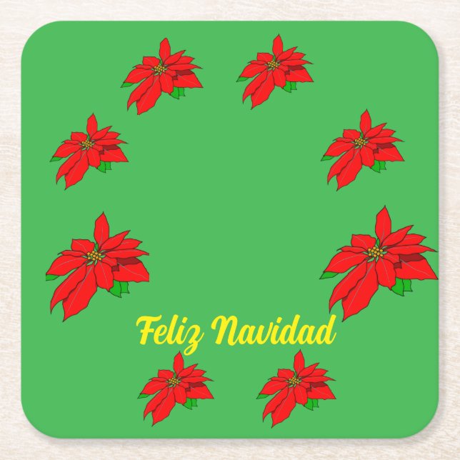 Dessous-de-verre Carré En Papier Christmas Feliz Navidad Paper Coaster (Devant)