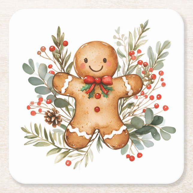 Dessous-de-verre Carré En Papier Christmas Gingerbread Man (Devant)