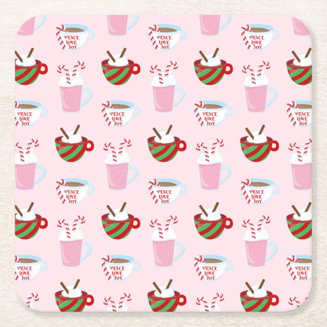 Dessous-de-verre Carré En Papier Christmas Hot Cocoa Pattern (Devant)