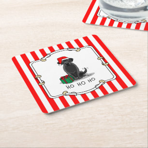 Dessous-de-verre Carré En Papier Christmas Père Noël Black Labrador Retriever Cute