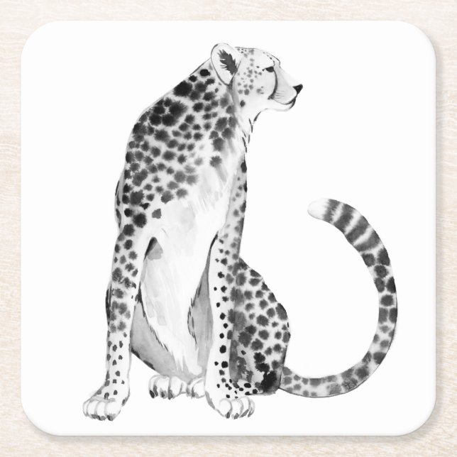 Dessous-de-verre Carré En Papier Chrome Cheetah (Devant)