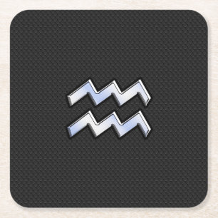 Dessous-de-verre Carré En Papier Chrome comme Aquarius Zodiac Symbole sur serpent