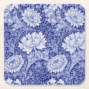 Dessous-de-verre Carré En Papier Chrysanthemum Blue, William Morris