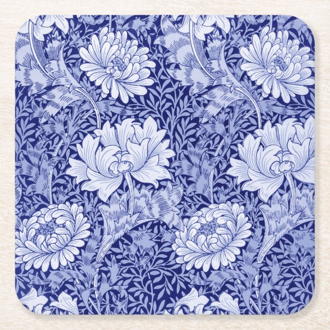 Dessous-de-verre Carré En Papier Chrysanthemum Blue, William Morris (Devant)
