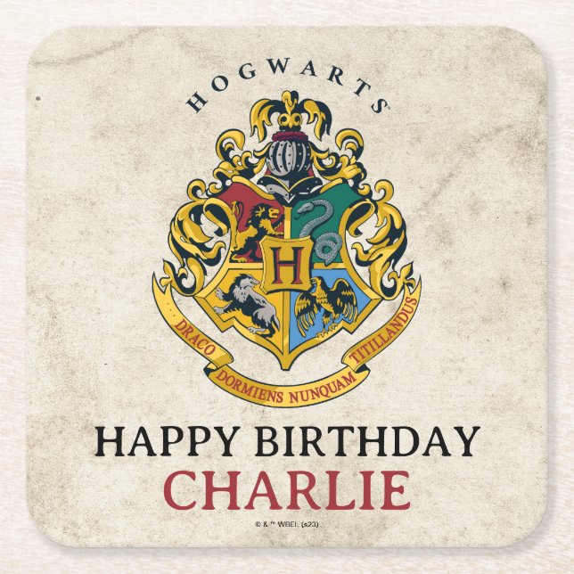 Dessous-de-verre Carré En Papier Cimier de Poudlard Harry Potter Anniversaire (Devant)