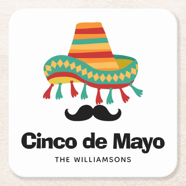 Dessous-de-verre Carré En Papier Cinco de Mayo Personnalisé (Devant)
