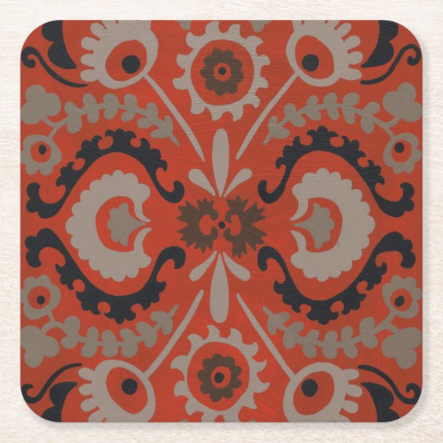 Dessous-de-verre Carré En Papier Cinnabar Suzani I (Devant)